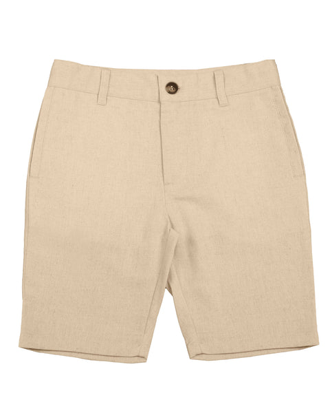 Belati Beige Solid Straight Pocket Bermuda Shorts