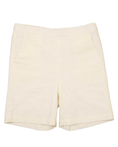 Belati Ivory Solid Straight Pocket Bermuda Shorts