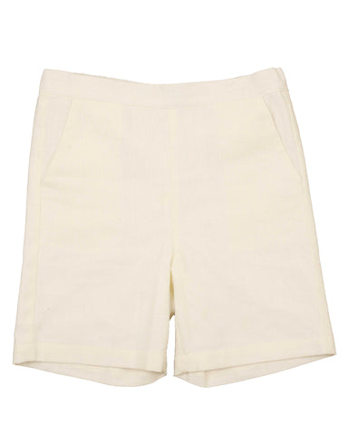 Belati Ivory Solid Straight Pocket Bermuda Shorts