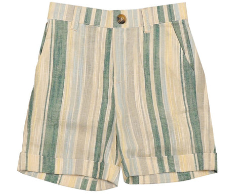 Belati Duck Blue Linen Stripe Shorts