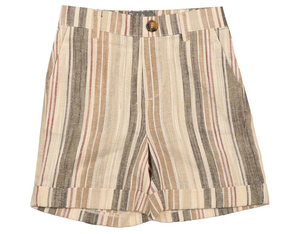 Belati Nougat Linen Stripe Shorts