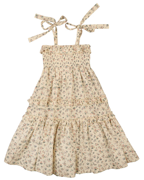 Belati Ivory Floral Frilled Smocker Tiered Midi Jumper