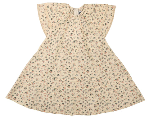 Belati Ivory Floral Pleat Detail Dress