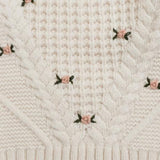 Belle Enfant Ecru Cable Knit Applique Sweater