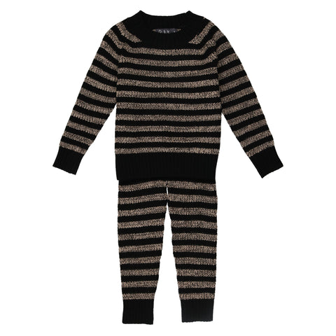 Belati Black Stripe Waffle Knit Set