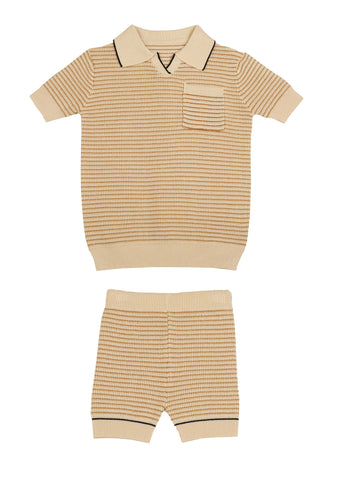 Belati Golden Harvest Textured Striped Knit Set