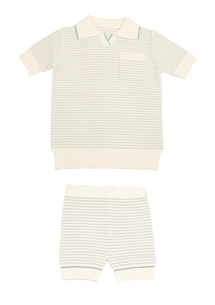 Belati Sea Ice Textured Striped Knit Set