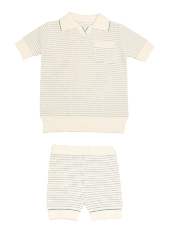 Belati Sea Ice Textured Striped Knit Set