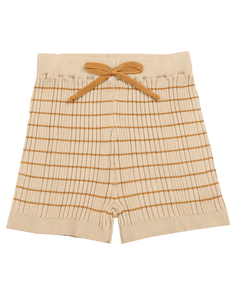 Belati Golden Harvest Stripes Uneven Rib Knit Shorts