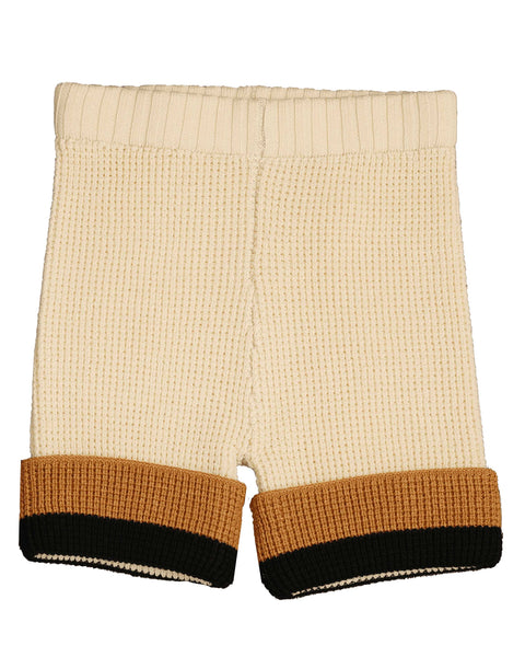 Belati Golden Harvest Contrast Trim Waffle Knit Shorts