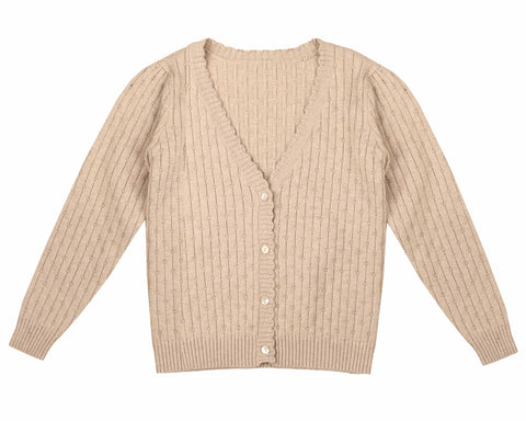 Belati Beige Pointelle Cardigan