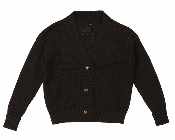 Belati Black Argyle Textured Cardigan