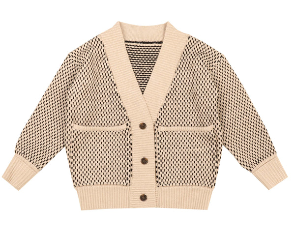 Belati Beige Speckled Cardigan With Pockets