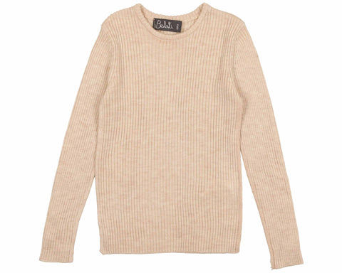 Belati Beige Basic Ribbed Knit Shell