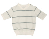 Belati Duck Blue Pointelle Stripe Short Sleeve Knit