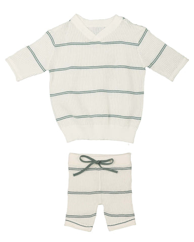 Belati Duck Blue Pointelle Stripe Set