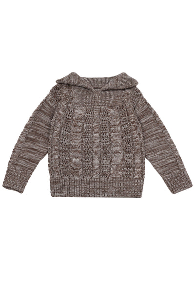 Belati Chocolate Marled Collared Sweater