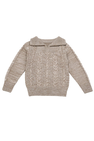 Belati Beige Marled Collared Sweater