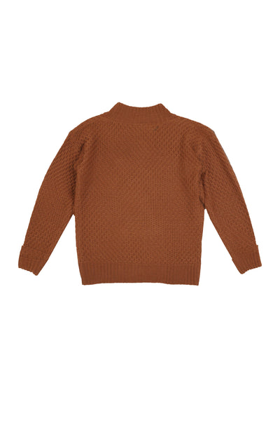 Belati Burnt Orange Waffle Pineapple Textured Sweater