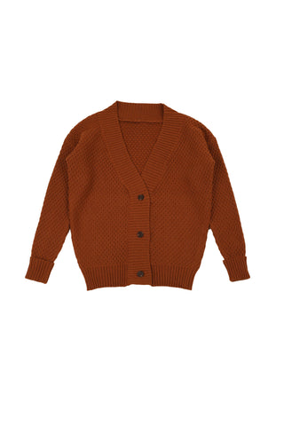 Belati Burnt Orange Single Breasted Waffle Cardigan