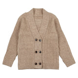 Belati Beige Marled Rib Chunky Double Button Cardigan