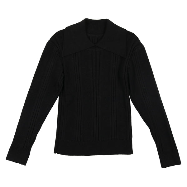 Belati Black Collared Multi Rib Sweater