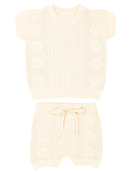 Belati Ivory Floral Pointelle Baby Set