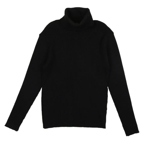 Belati Black Rib Turtleneck Sweater