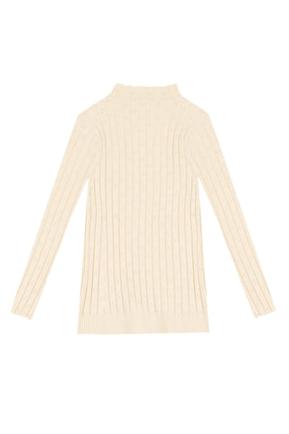 Belati Ivory Pointelle Crew Neck Sweater