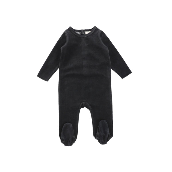 Lil Legs Black Classic Velour Footie