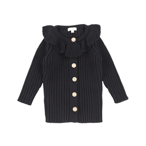 Lil Legs Black Knit Ruffle Cardigan