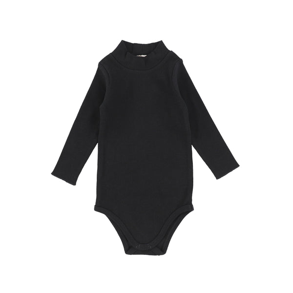 Lil Legs Black Ribbed Mock Neck Onesie