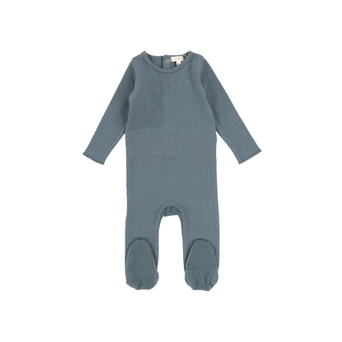 Lil Legs Blue Classic Ribbed Footie