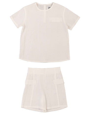 Belati White Pocket Detail Shirt Set