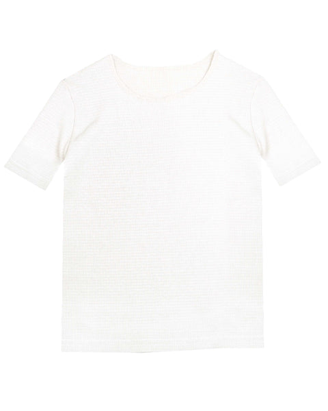 Belati Ivory Short Sleeve Basic Waffle Shell