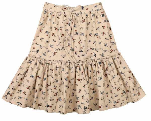 Belati Oatmeal Floral Skirt With Pully String
