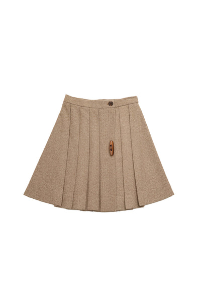 Belati Camel Herringbone Pleated Skirt