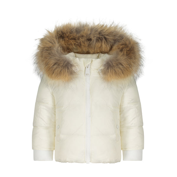 Scotch Bonnet Baby White with Natural Fur Jacket