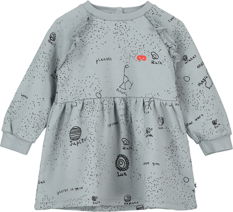 Beau Loves Washed Grey Galaxy Frill Baby Dress