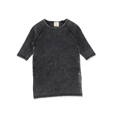 Lil Legs Black Denim Wash Rib 3/4 Sleeve T-Shirt