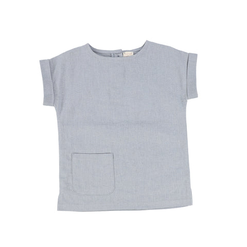 Lil Legs Blue Linen Pocket Shirt