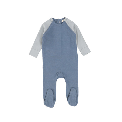 Lil Legs Blue Raglan Footie