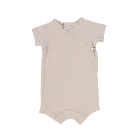 Lil Legs Stone Boy Ribbed Wrap Romper