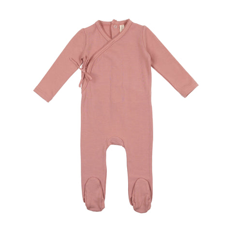 Lilette Berry Pink Brushed Cotton Wrapover Footie