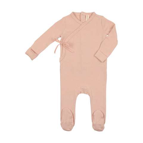 Lilette Pale Pink Brushed Cotton Wrapover Footie