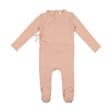 Lilette Pale Pink Brushed Cotton Wrapover Footie