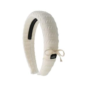 Arbii Winter White Cable Knit Headband with Bow Detail