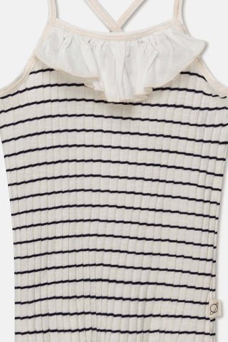 My Little Cozmo Kids Ivory Rib Stripes Tank + Short Set