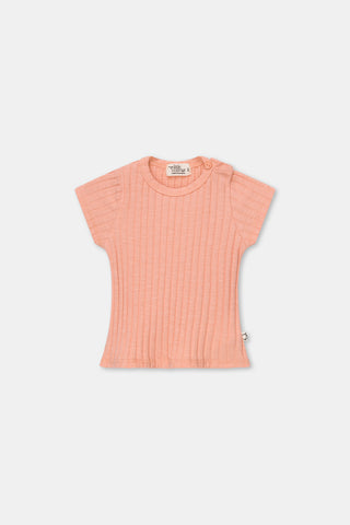 My Little Cozmo Baby Peach Ribbed Short Set