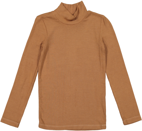 Coco Blanc Camel Ribbed Turtle Tee